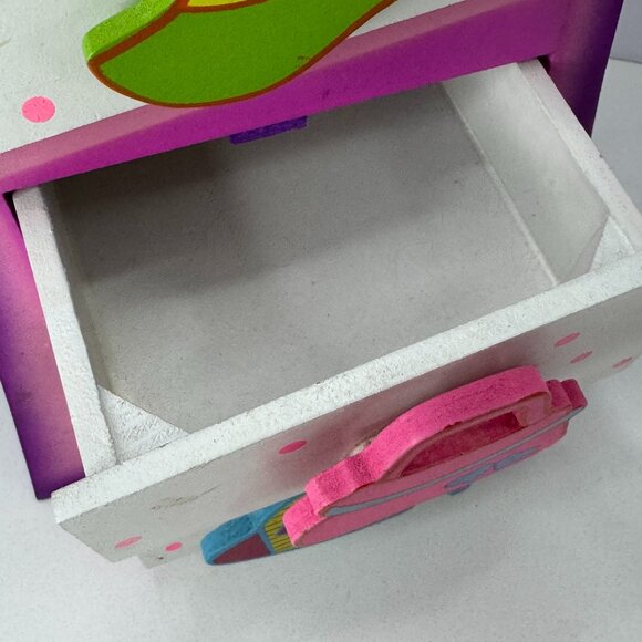 Novelty Girl Jewelry Trinket Box 3 Drawers Multicoloured Whimsical Wood 8 inches - Picture 4 of 9